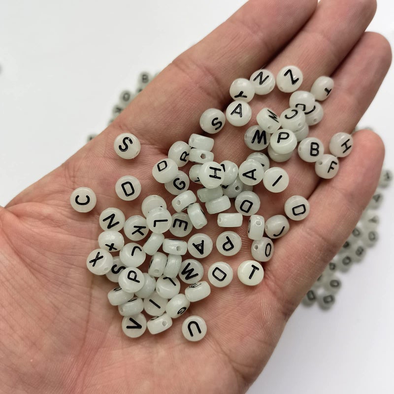 Looconi Amaney 600 Pieces 4Ã—7mm Alphabet Letter Beads A-Z Glow in The Dark for Jewelry Making - Image 3